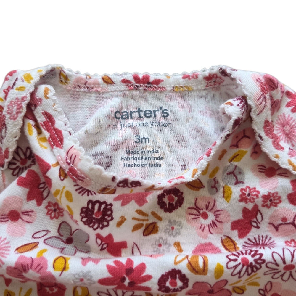 Carter's Baby Long Sleeve Bodysuit Set Of 4 Pink Floral Size 3months Euc - Picture 6 of 6